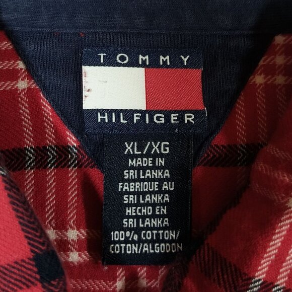 Tommy Hilfiger Women's Collared Cotton Plaid Flannel Shirt Size XL Red Black - Picture 2 of 8
